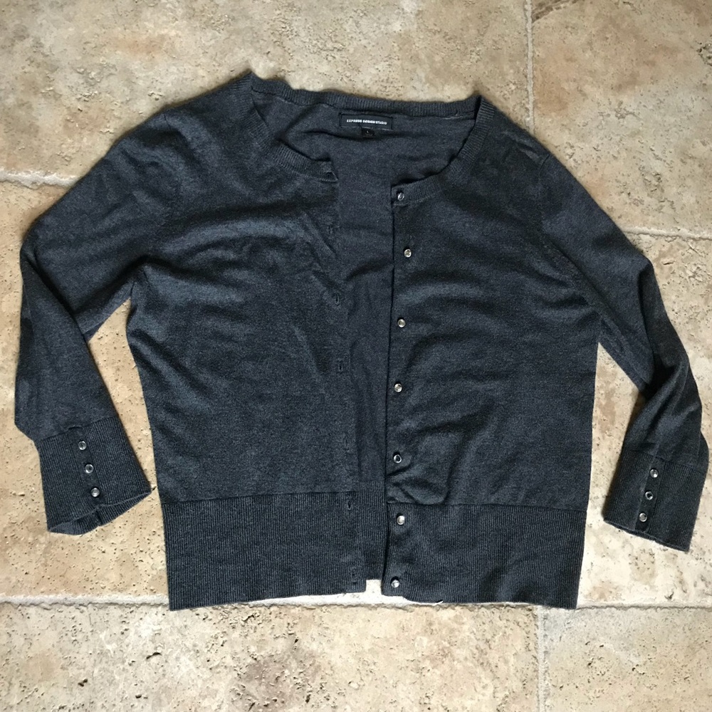 Express Charcoal Grey 3/4 Sleeve Cardigan